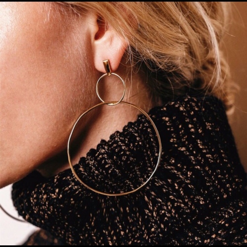 New!!!    Trendy double hoop goldmine earring